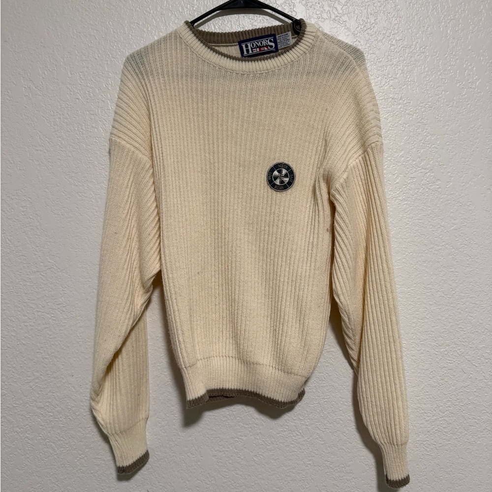 Honors Men Cream Crewneck Sweater